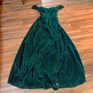 Emerald sparkly formal dress